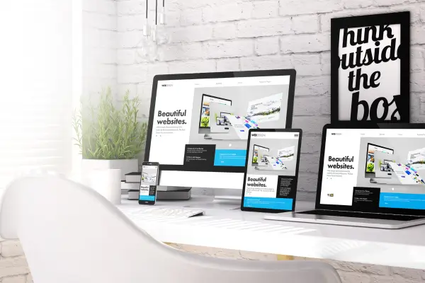 Illustration of a modern website design on multiple devices